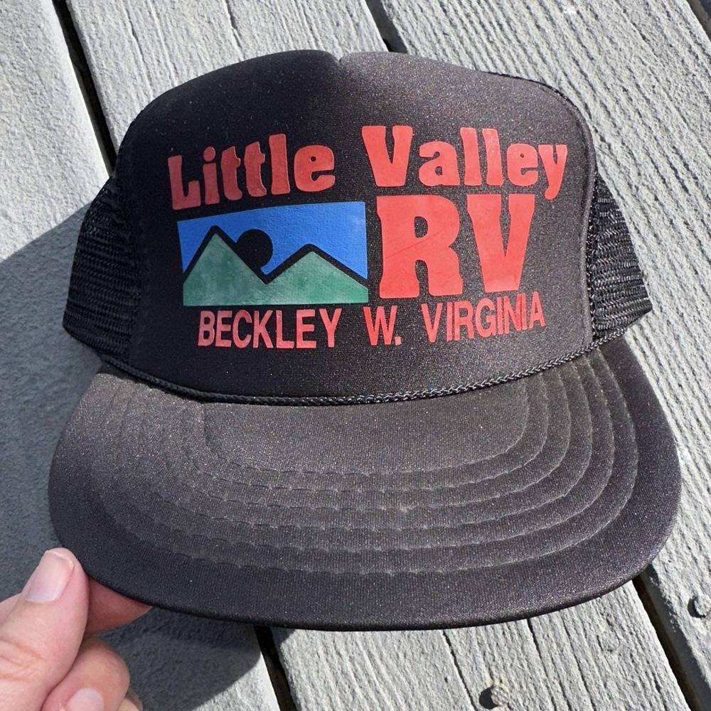 Vtg 1980s Little Valley RV Beckley West Virginia Snapback Trucker HAT CAP